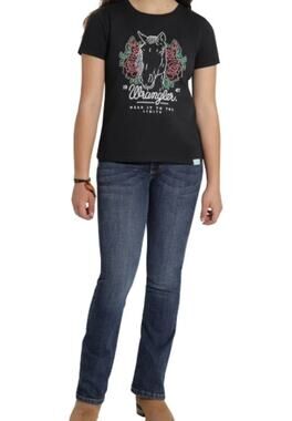 Wrangler Comfort Short Sleeve Gray Horse in Roses T-Shirt sze S